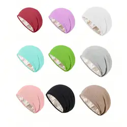Unisex Satin Lined Anti Static Knitted Hat For Women Winter Silk Lining Slouchy Wool Blend Warm Cuffed Skullies 2Layer Beanies