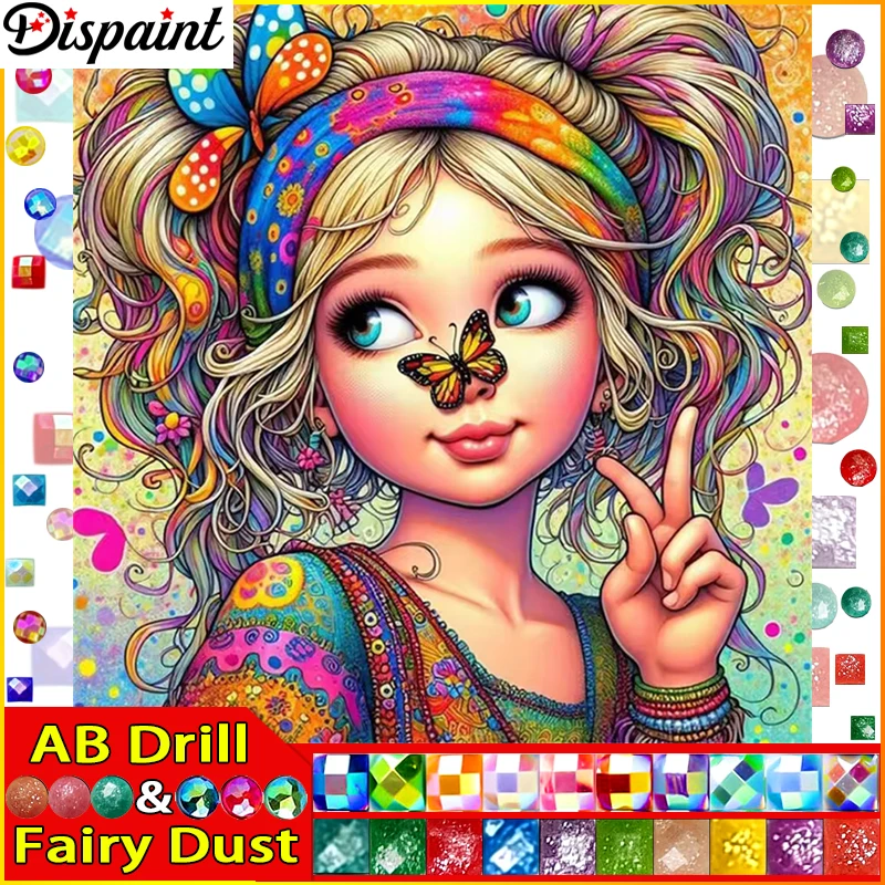 

Dispaint Fairy Dust AB 5D Diy Алмазная картина Вышивка крестиком "Портретная девушка" Домашний декор Полная алмазная вышивка