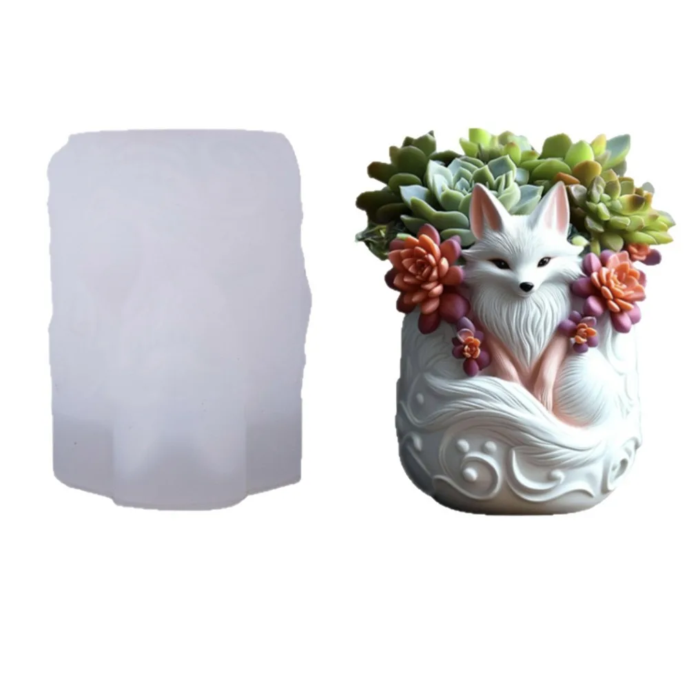 

Fox-shaped Candle Cup Silicone Mold DIY Handmade Concrete Plaster Candle Jar Flowerpot Epoxy Resin Molds Home Décor