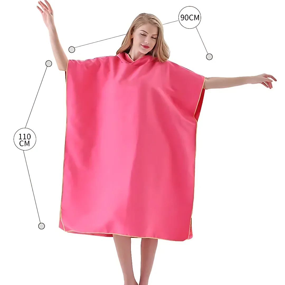 Quick Dry Bathrobe Adult Surf Poncho Change Towel Microfiber Wearable Beach Towel Swimming Hooded Absorbent Bathrobe