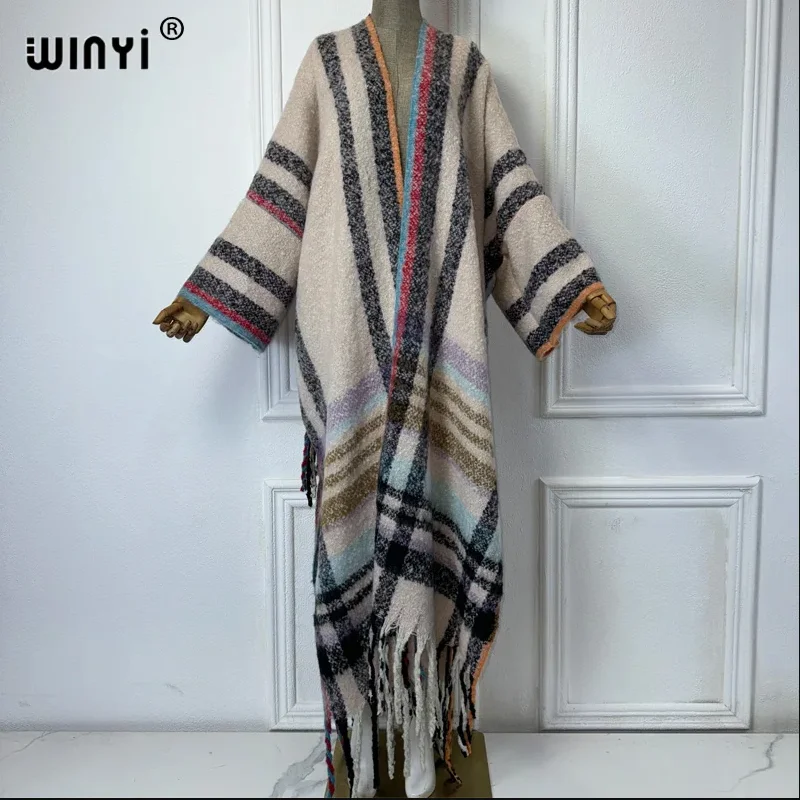 

WINYI winter dress for women 2026 print comfortable OverCoat Thick Warm long coat fashion cardigan Middle East winter abaya