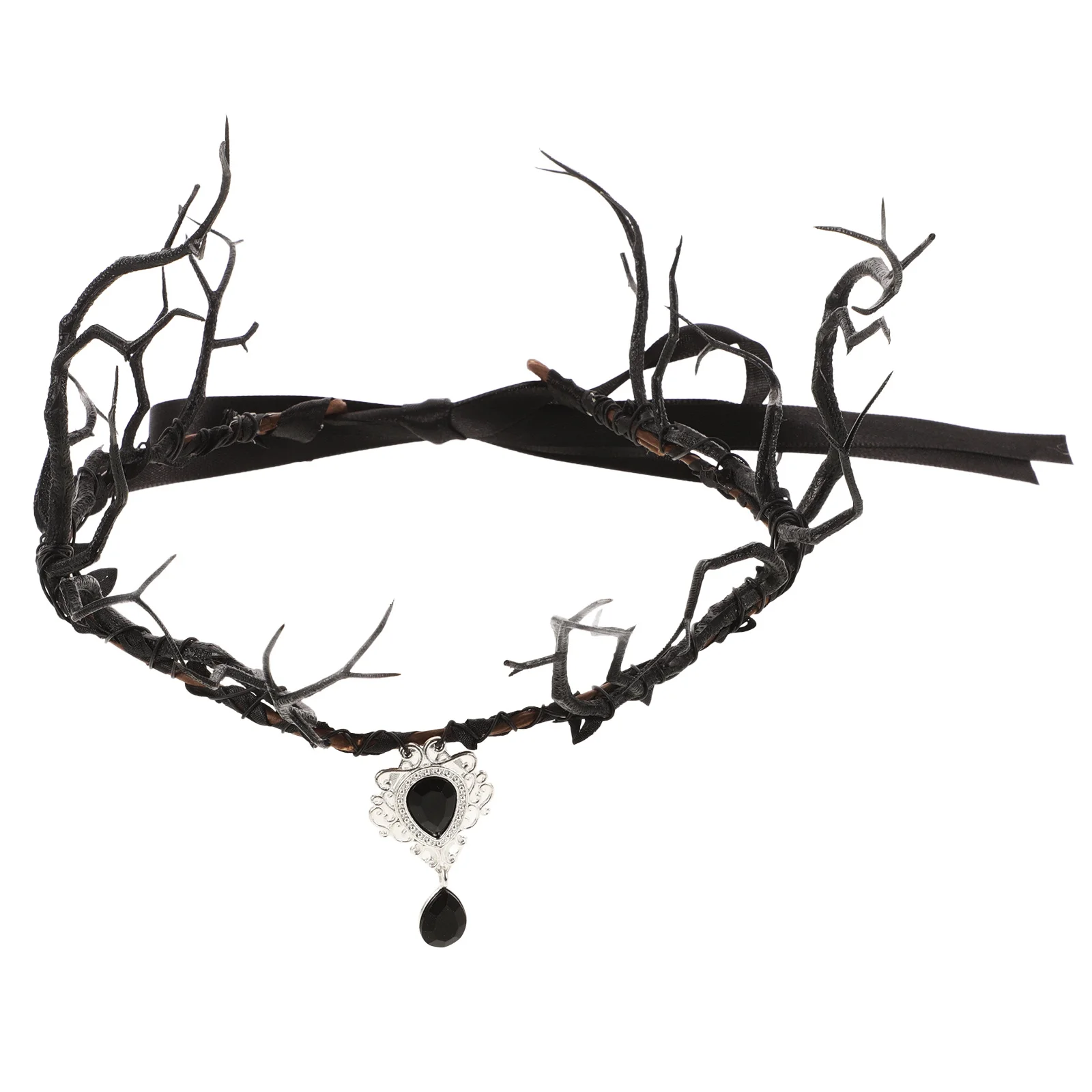 

Stunning Gothic-Style Headpiece with Foldable Structure Black Flower Crown Ideal for Halloween Costume Party and Renaissance