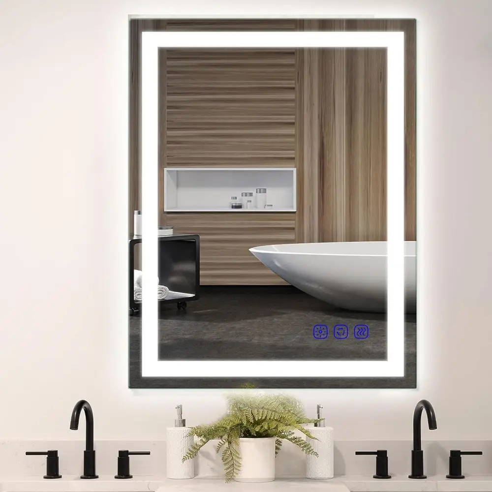

24"x36" LED Bathroom Mirror – ront Lighted Vanity Makeup Mirror, 3-Color SteplDimmable, Anti-og, CRI 95+, Memory unction, Large
