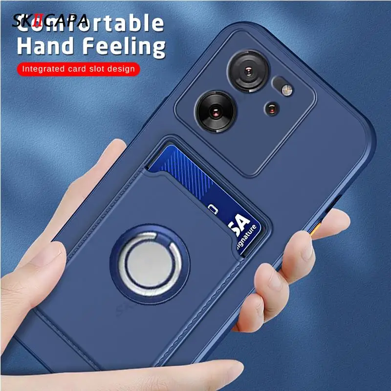 Kartensteckplatz Brieftaschenhalter Abdeckung Xiaomi Poco X6 Pro X6 5G M6pro 4G C65 Weiches Silikon Kameraschutz Magnetring Ständer Hülle