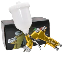 Spray Gun Golden Painting Gun 1.3/1.8mm TE20/T110 Nozzle Automotive Spray Gun 600cc Water Based Paint Spray Gun Airbrush Set