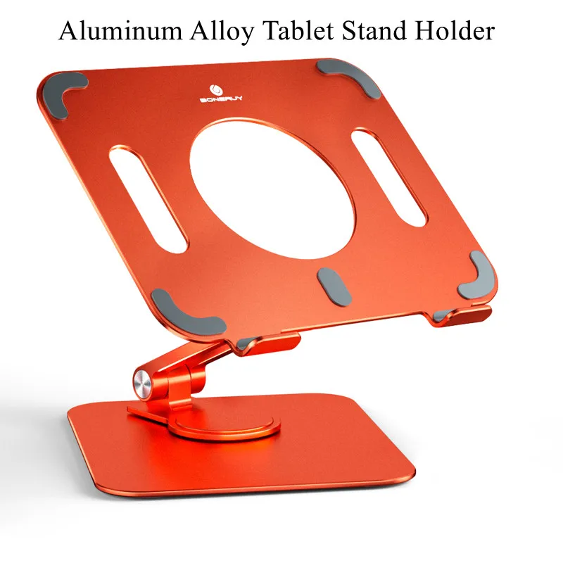 Boneruy 360 Degree Rotating Foldable Tablet Stand Aluminum & Silicon Eye Level & Adjustable Compatible with iPad for Desktop Use