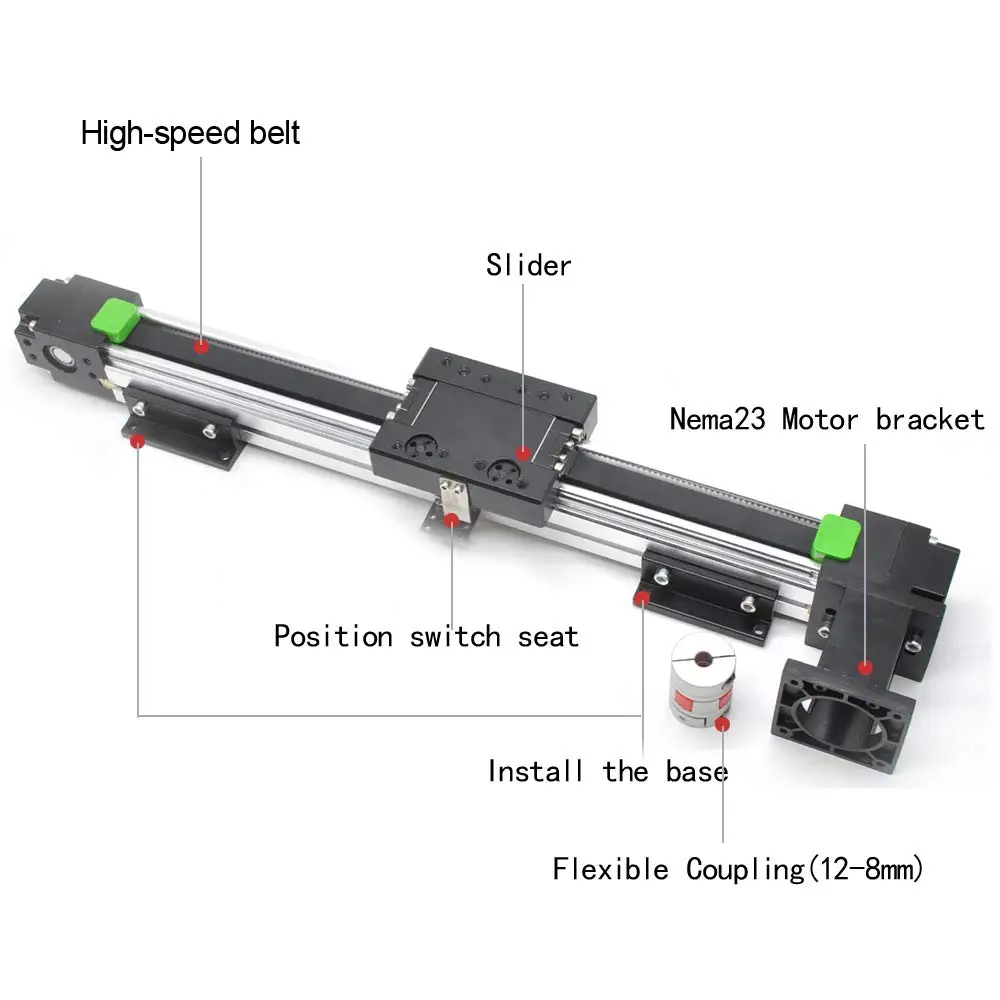 Customized high-speed belt driven linear guide module with precision silent servo motor for automatic feeding