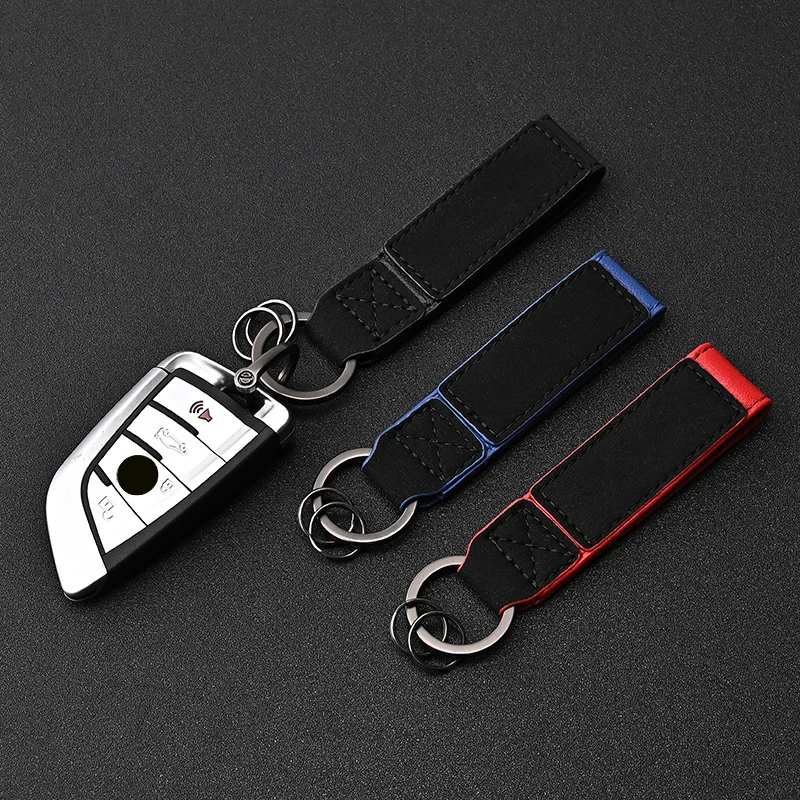Universal Car Suede Keychain Stylish Key Decoration Ring Anti-Lost Keyring Comfortable Touch Auto Interior Key Accessories