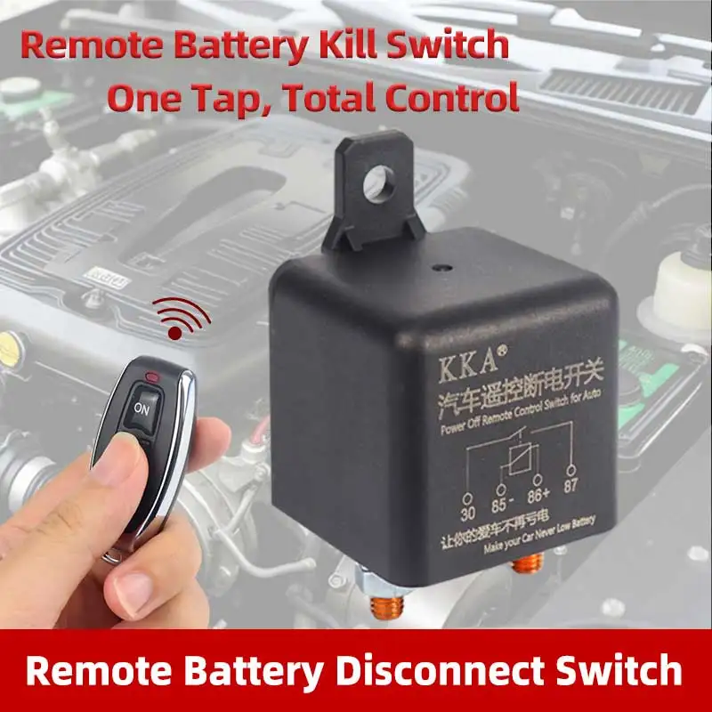 KKA Remote Battery Disconnect Switch 12/24V 200A Car Kill Switch Anti-Theft Remote Control Switch 2 key for Auto Truck Boat