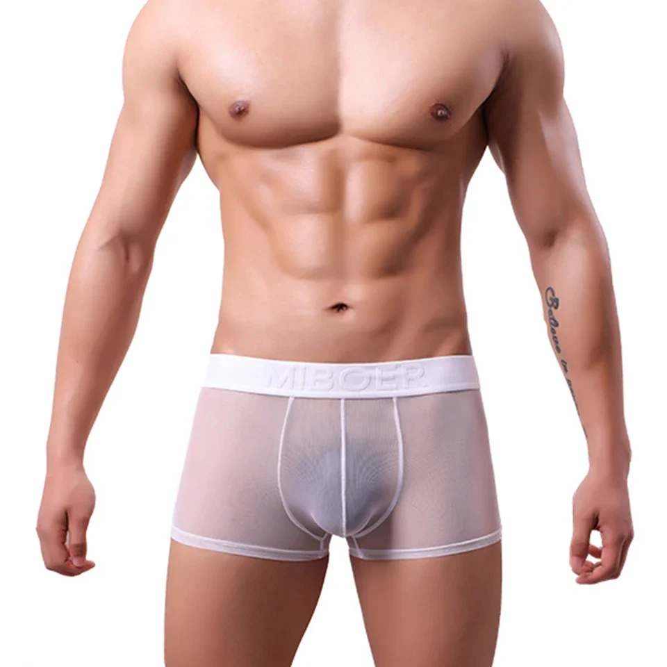 Sexy Men\'s See Through Underwear Low Waist Trunks 5 Spandex 95 Polyester Brand New Condition Classic Style Lightweight Fabric