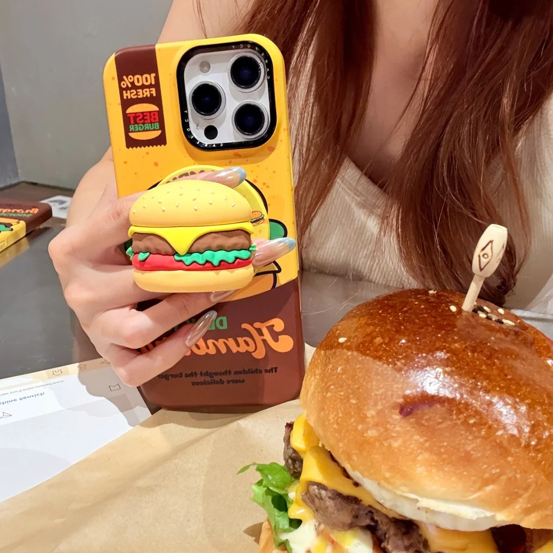 الإبداعية لذيذ برغر Magsafe حافظة شحن لاسلكية آيفون 13 14 15 16 برو ماكس 14 15 16 برو همبرغر حامل مغناطيسي ﻿