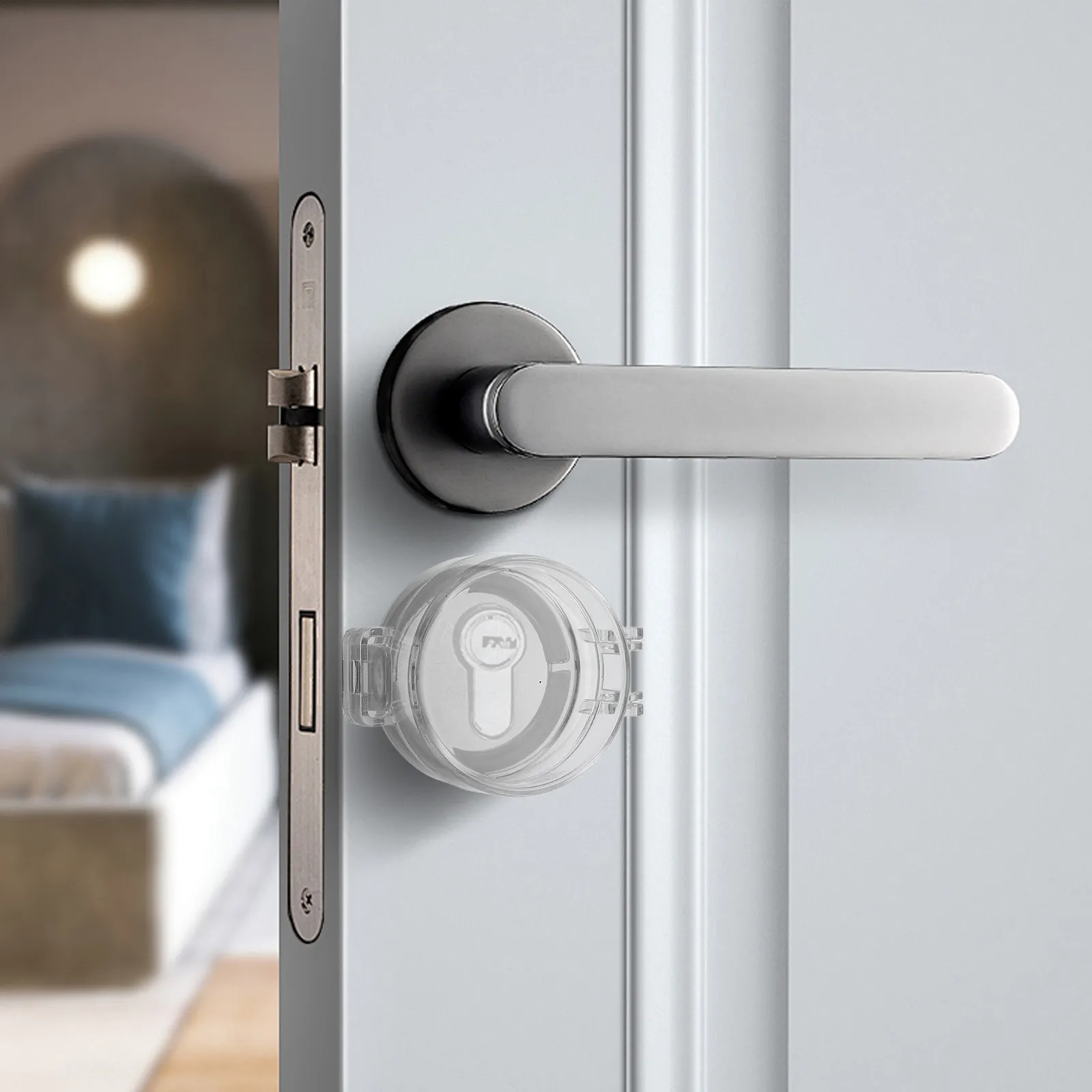 3Pcs Clear Childproof Door Lock Cover Transparent Push Button Protector Safety Guard Door Lock Protector Child Safety Device