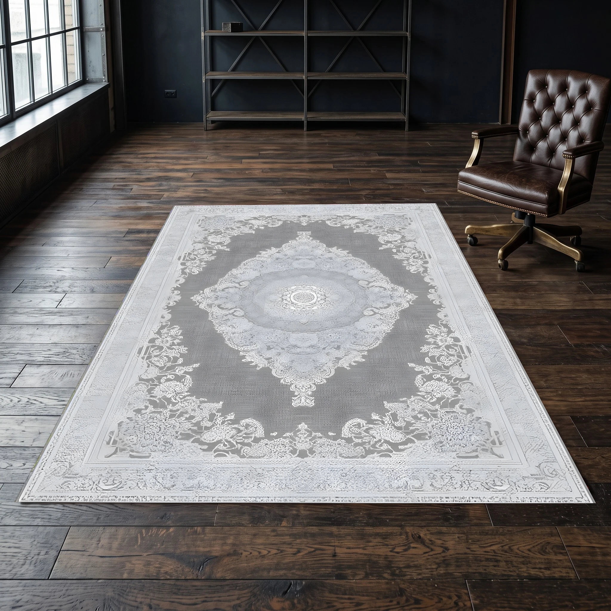 Gray-Toned European Retro Floral Diamond Pattern Light Luxury Retro Style Living Room Bedroom Soft Furnishing Autumn Winter Christmas Warm Decoration Velvet Carpet