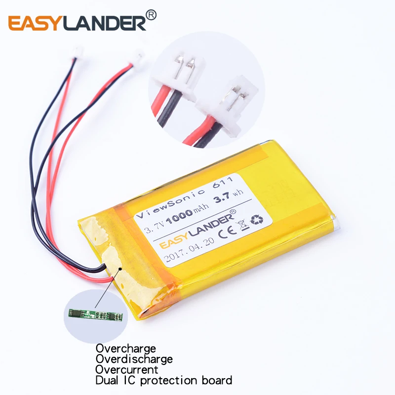 استبدال 3.7 فولت 1000 مللي أمبير بطارية ليثيوم أيون ليثيوم بوليمر قابلة للشحن لفيوسونيك 611 جيب 360 301 MP5 DVD GPS الكتاب الإلكتروني