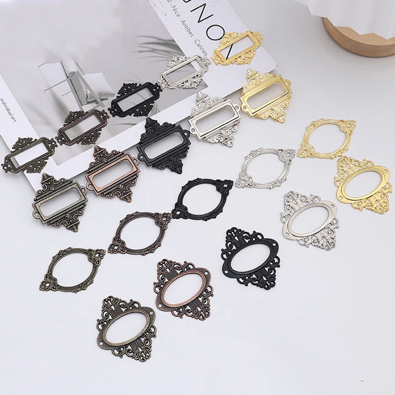 2pcs Retro Label Frame Holder Cabinet Drawer Box Case Tag Pull Handle Antique File Name Card Holder Furniture Fittings