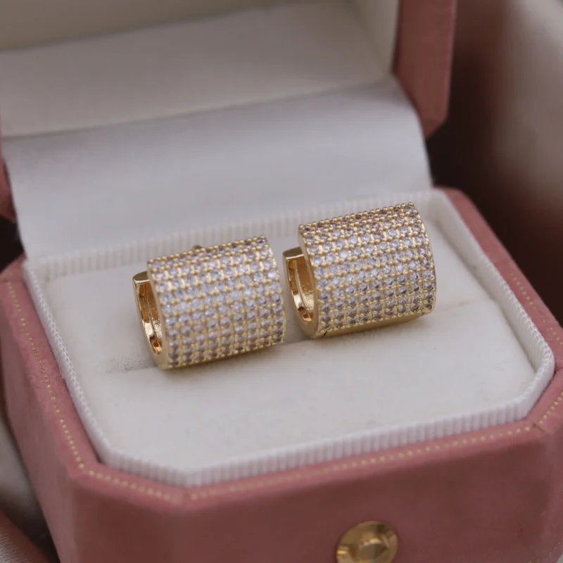 2024 French new design fashion jewelry 14K gold plated zircon round earrings elegant women\'s daily work accessories