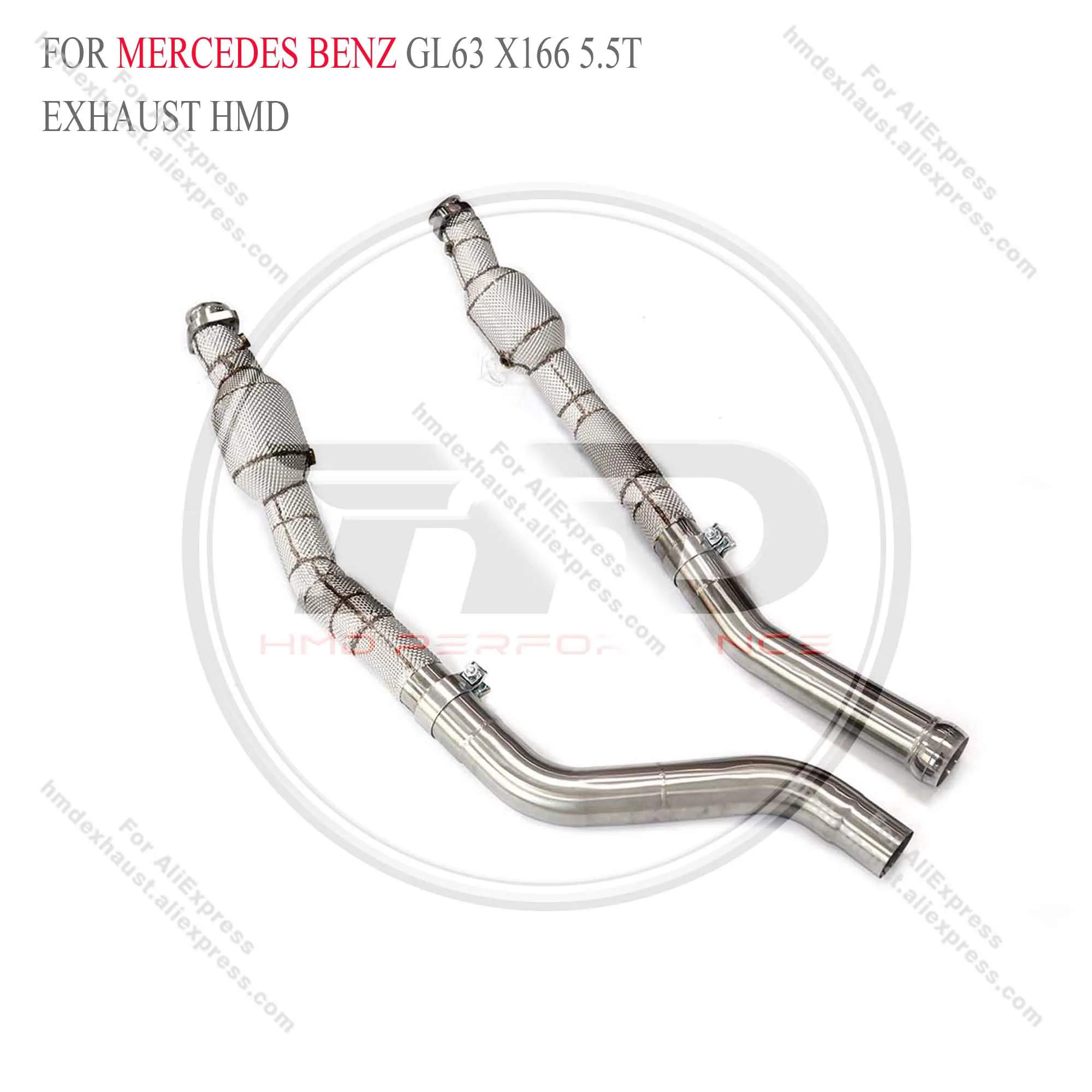 HMD exhaust system high performance down pipe for Mercedes Benz GL63 X166 5.5T with heat insulation