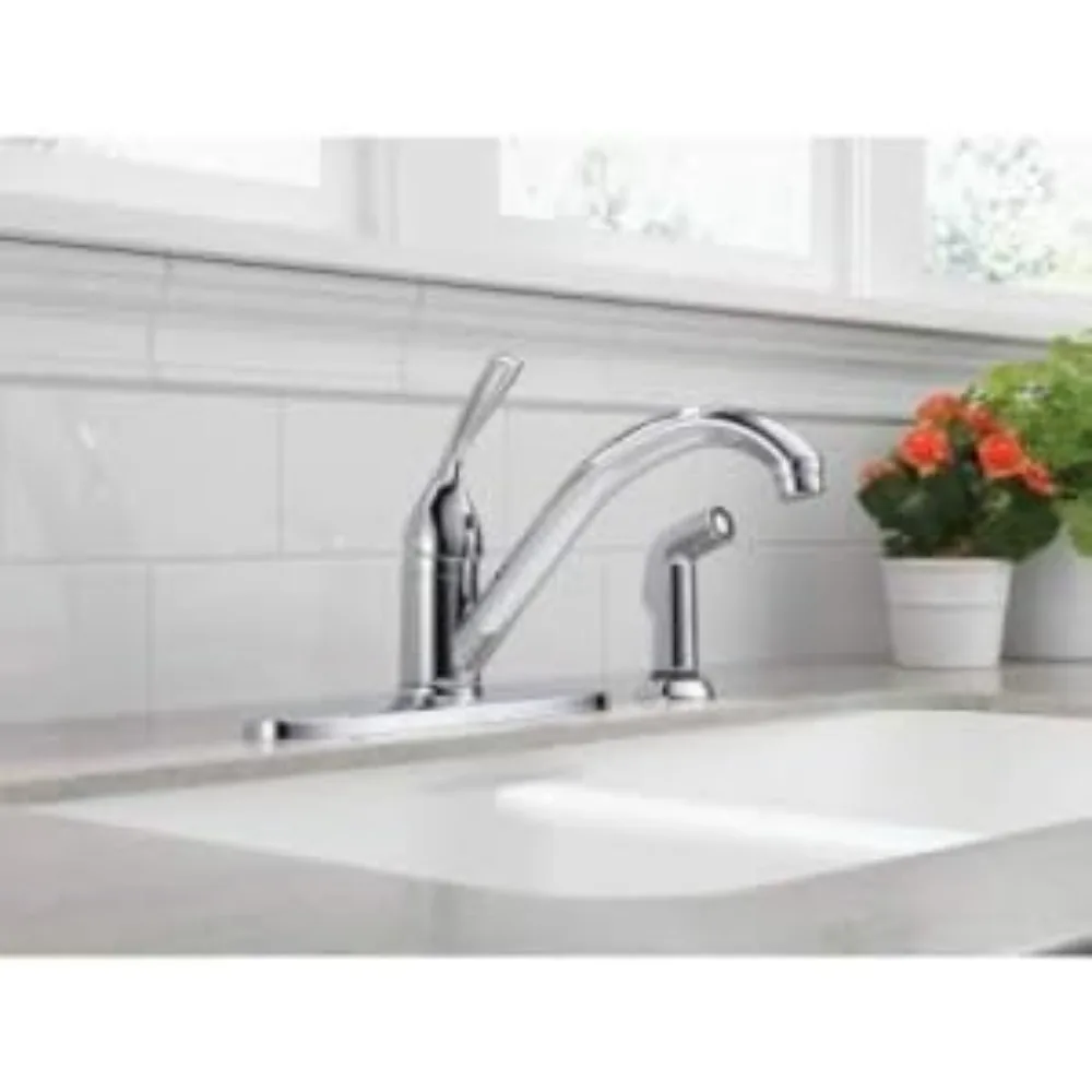 Faucet Classic Single-Handle Kitchen Sink Faucet with Side Sprayer in Matching Finish, Stainless, kitchen faucet pull out