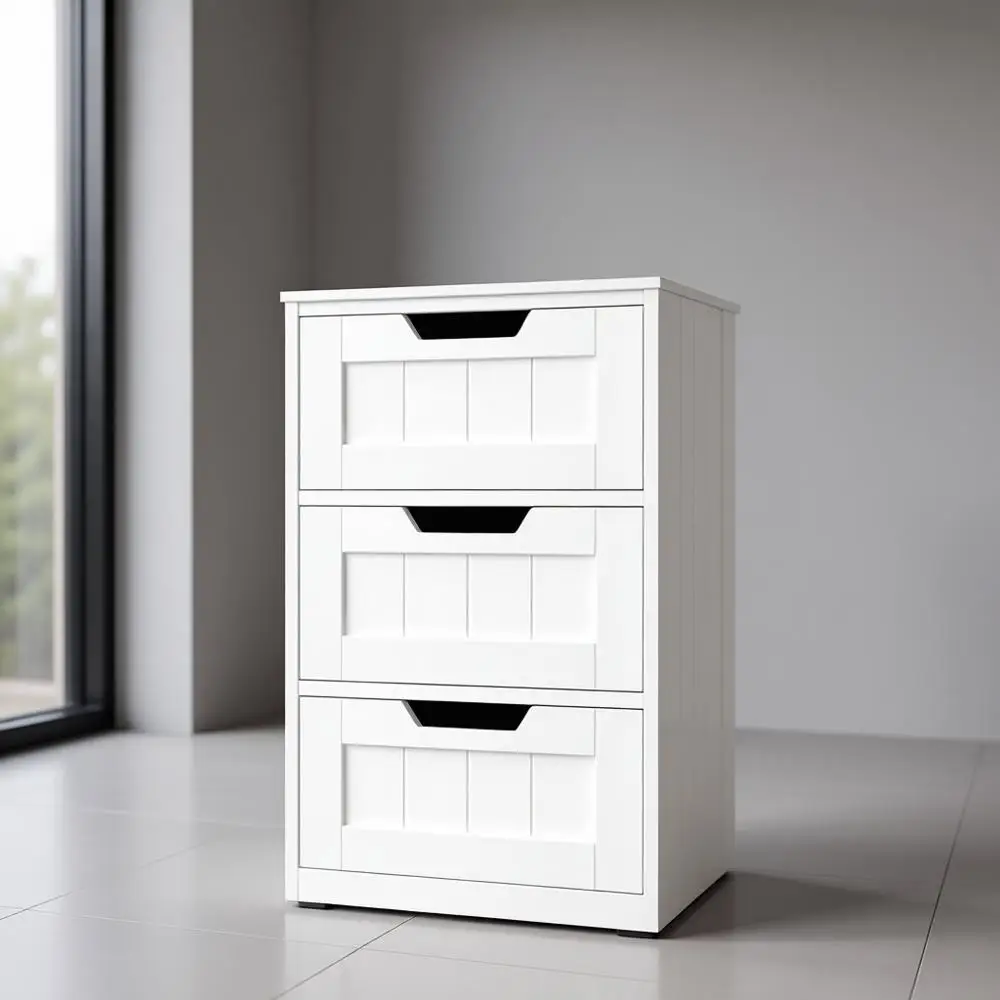 

Bathroom Cabinet, Bathroom Storage Cabinet with 5 Drawers, Wooden Storage Cabinets with Cut-Out Handles, 11.8” x 15.7” x 40.1” B