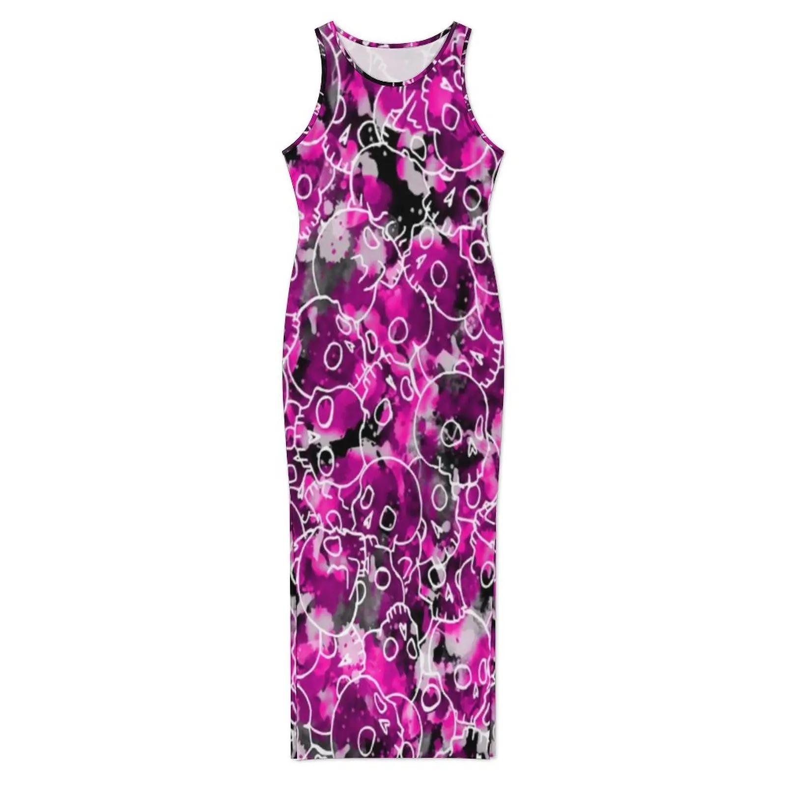 Mulheres bonito crânios camo vestido abstrato impressão rua moda bodycon vestido primavera retro maxi vestidos personalizados de grandes dimensões