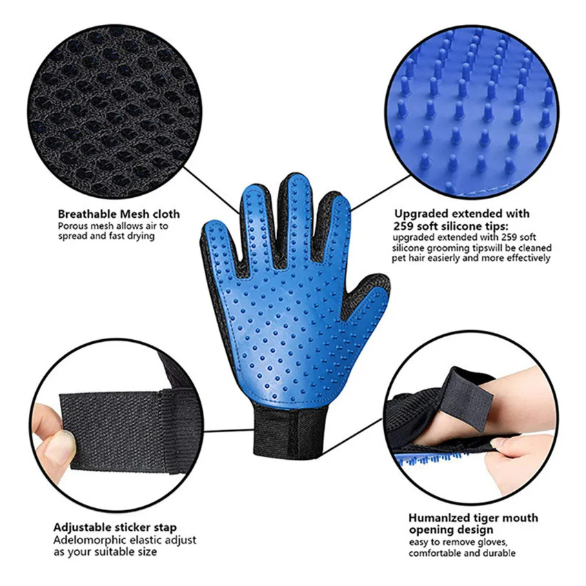 Dog Pet Grooming Glove Silicone Cats Brush Comb Deshedding Hair Gloves Dogs Bath Cleaning Supplies Animal Combs by PROSTORMER