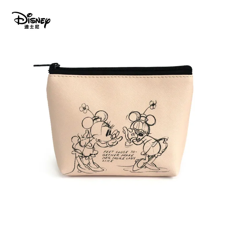 Disney Mickey Mouse portable cosmetic make up bag multi-purpose storage coin PU purse handbag cartoon Minnie Makeup PU storage