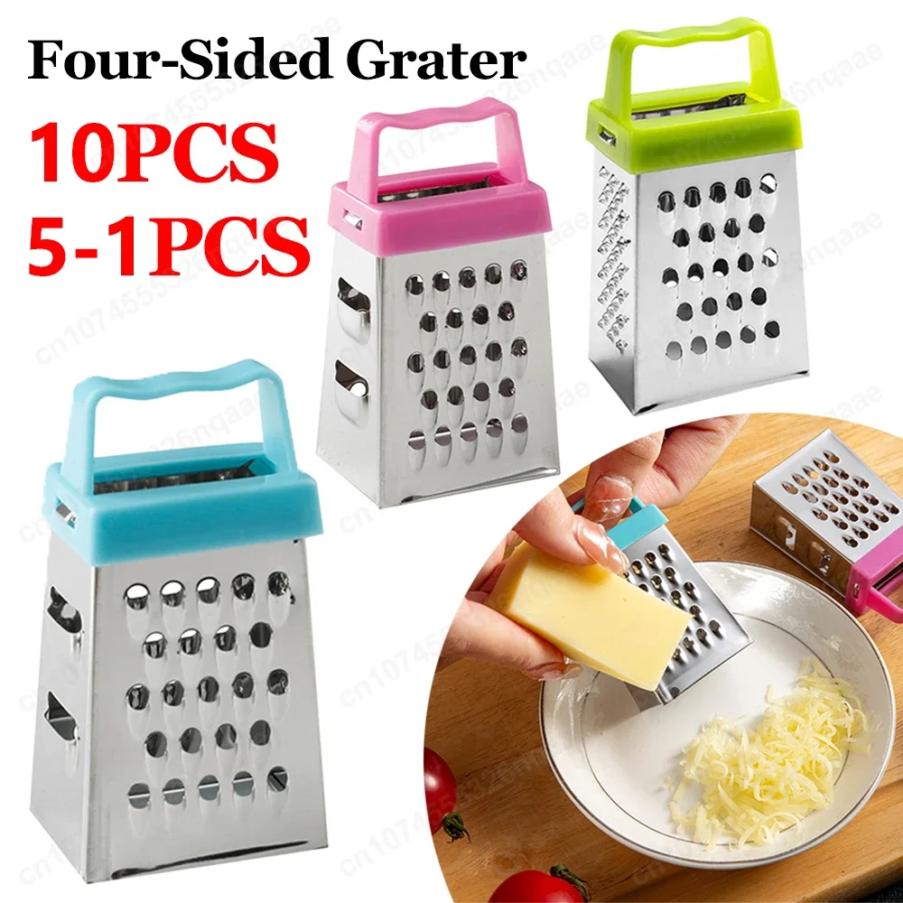 1-10PCS Four-Sided Grater Non-slip Hand Cheese Grater Multifunctional Fruit Ginger Garlic Grater Stainless Steel Kitchen Tool