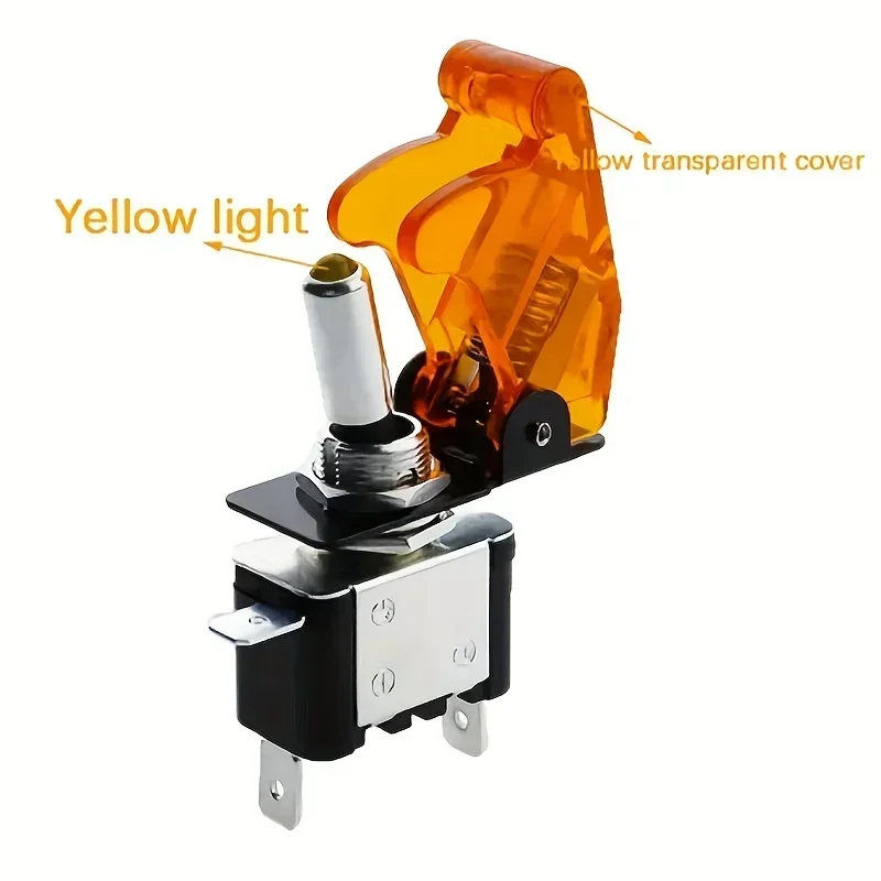 1pcs High Quality Yellow 12V 20A Racing Car Truck Boat Cover LED Push Button Rocker Toggle Switch Control+ dust cover