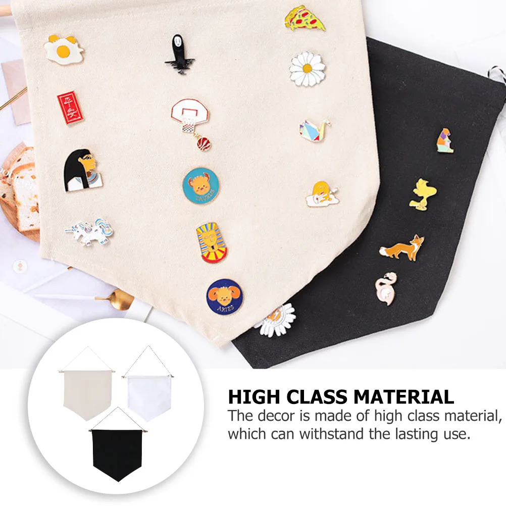 

3 Pcs Badge Storage Display Cloth Office Decor Holder Pin Pennant Decoration Wood Pennants