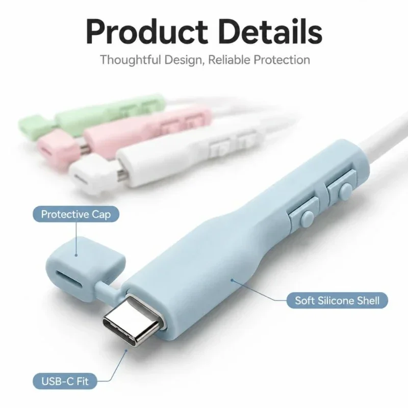 4-8PCS Cable Protector Sleeve  Anti‑Break Charging Cable Saver Cover Silicone Cord Protector for Type‑C Lightning Charger Cable