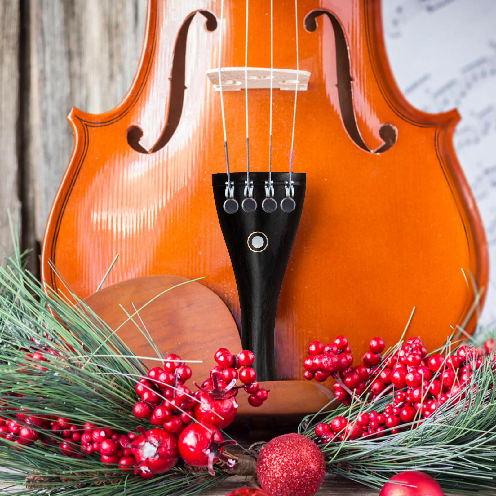 

1Set Professional Violin Tailpiece Ebony Material Sturdy Durable Easy Installation Musical Instrument Part Violin Tailpiece