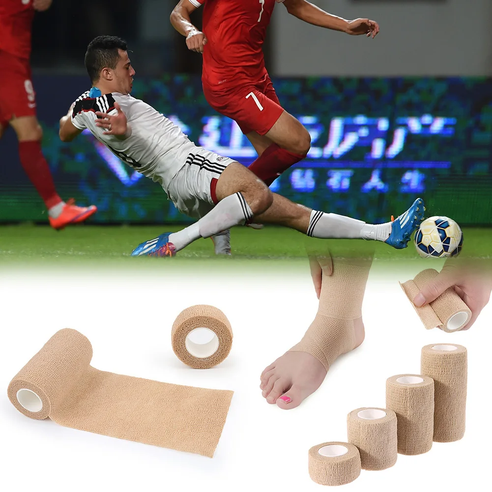 5 Stück 2,5/5/7,5/10 cm selbstklebende elastische Bandage, kohäsives Vliesband, Einwegband für Sport, Befestigung, Finger, Handgelenk, Bein – Detail 3