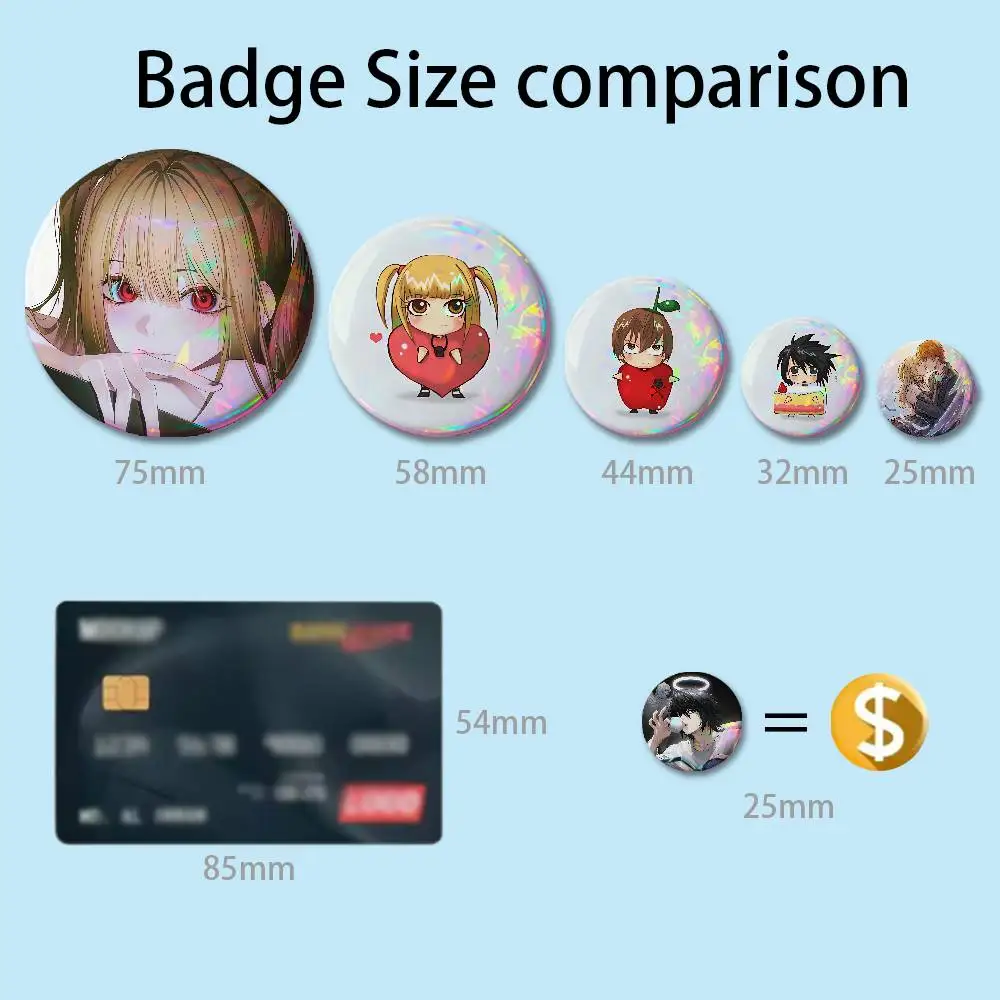 D-Death Misa L Yagami N-Note Badges Round Nijigen Otaku Culture IP peripheral products 58mm 44mm 32mm 75mm 25mm Mini
