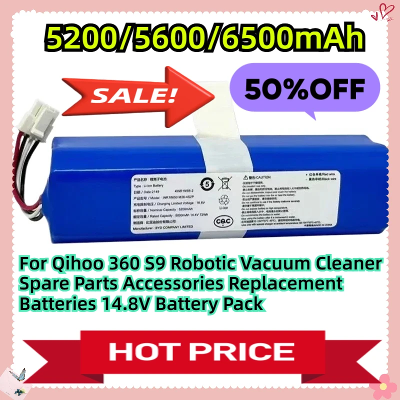 For Qihoo 360 S9 Robotic Vacuum Cleaner Spare Parts Accessories Replacement Batteries 14.8V 5600mAh Battery Pack