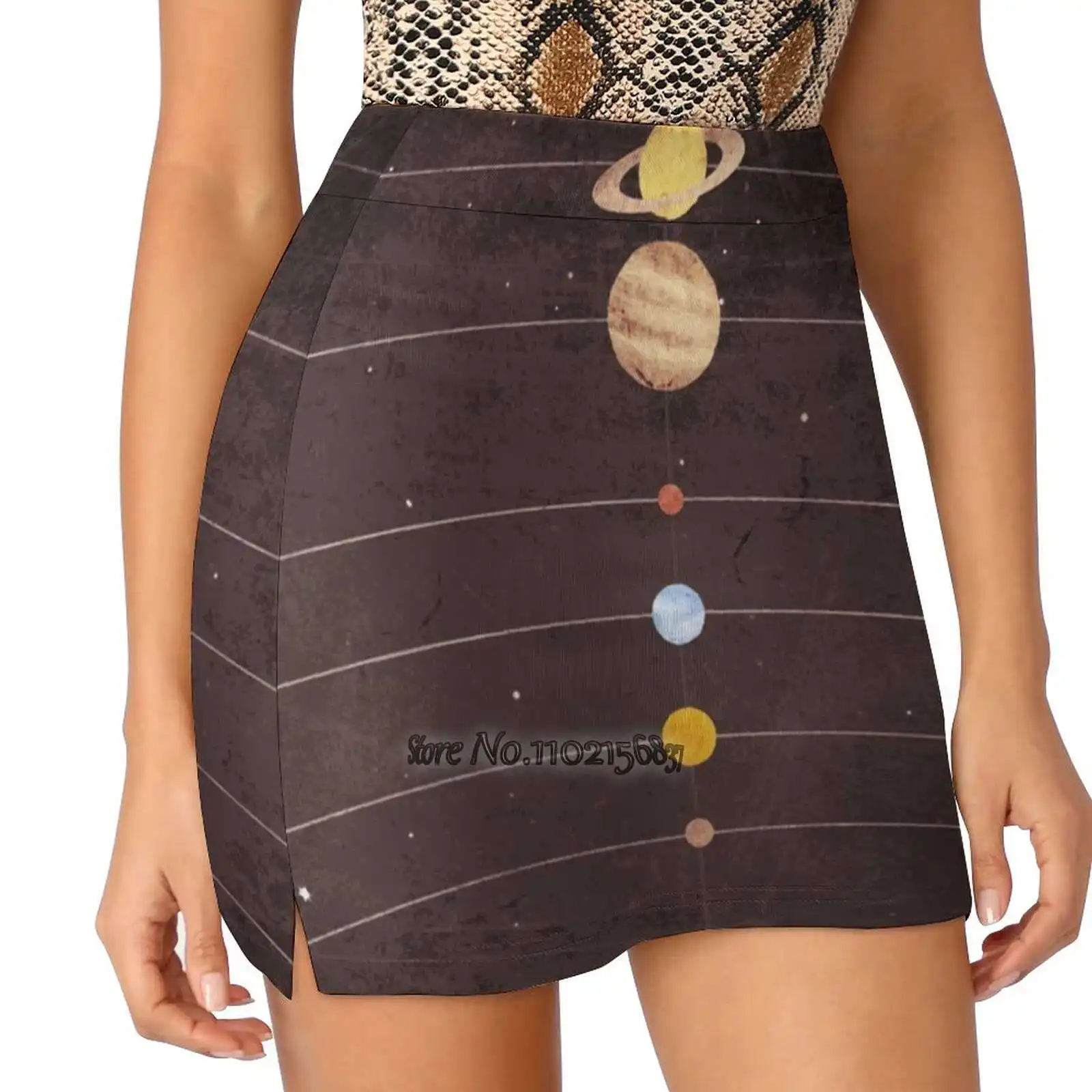 Solar System Tennis Golf Skirt Sexy A-Line Harajuku Shorts Skirt With Phone Pockets Skort Planets Venus Earth Jupiter Saturn