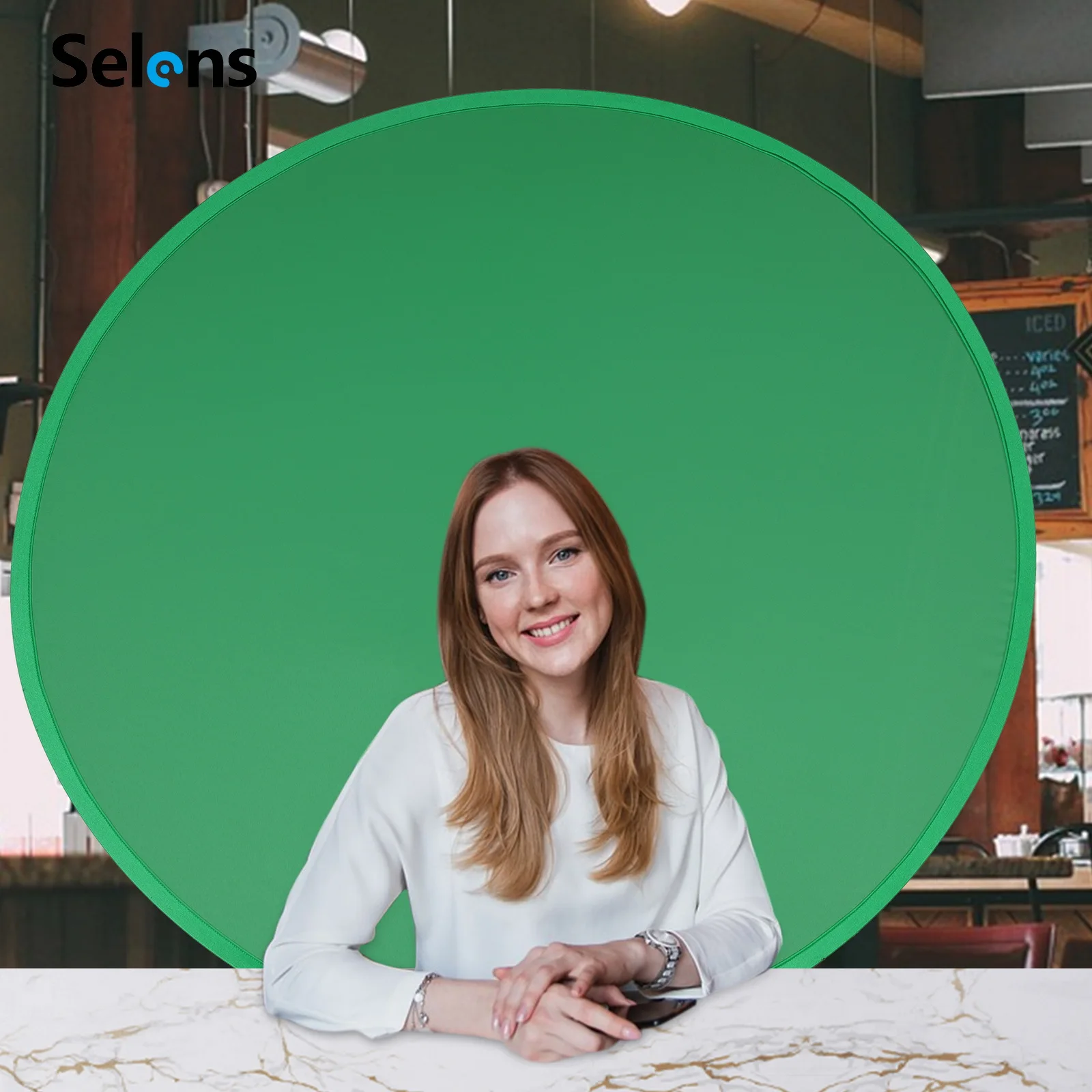Selens Zusammenklappbarer Stuhl Greenscreen-Hintergrund Chromakey-Kulisse für YouTube Live, Vlog, Zoom, E-Commerce Live-Streaming