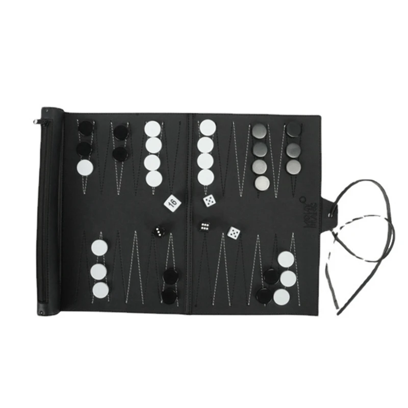 

Roll Up Backgammon Sets Portable Travel Board Game Set For Adults And Kids Foldable PU Classic Chess Board Roll-Up Easy Install