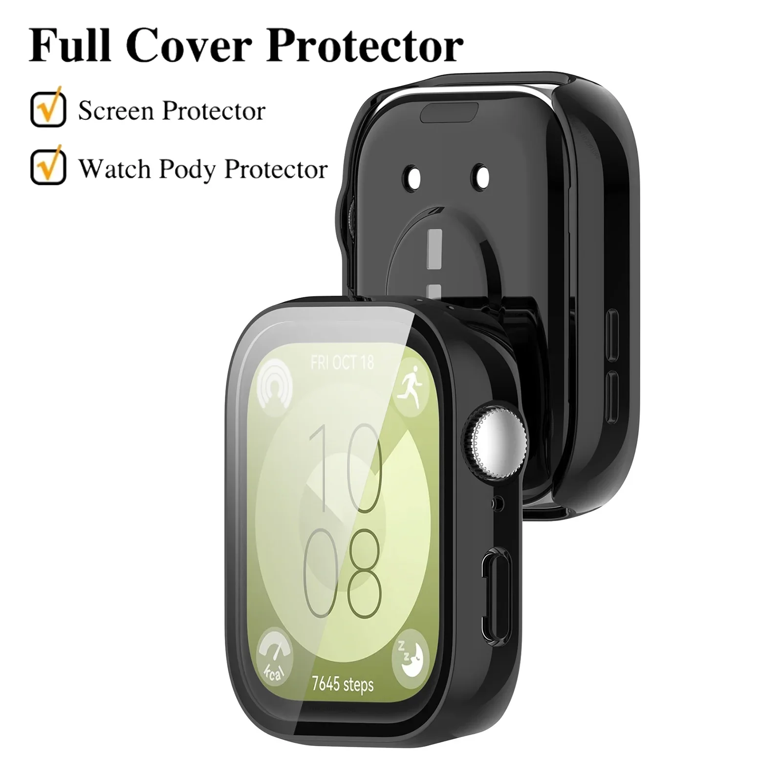 Cristal templado y funda para Huawei Watch Fit 3, cubierta protectora de cobertura completa, parachoques para Huawei Fit3, accesorios protectores de pantalla