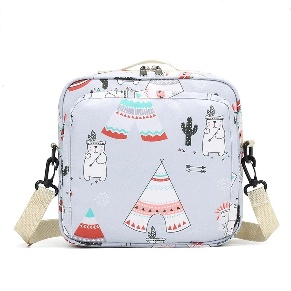 

Portable Soft Diaper Storage Bag Thicken Nylon Baby Stroller Hanging Bag Printed Multi-functional Pouch for Make Up Kit Travel