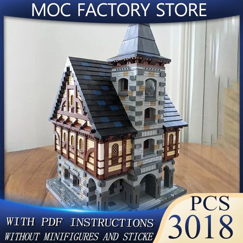 

Moc Building Bricks Town Hall Modular Model Technology Block City Street View Blocks Toy DIY Assembly Christmas Gift