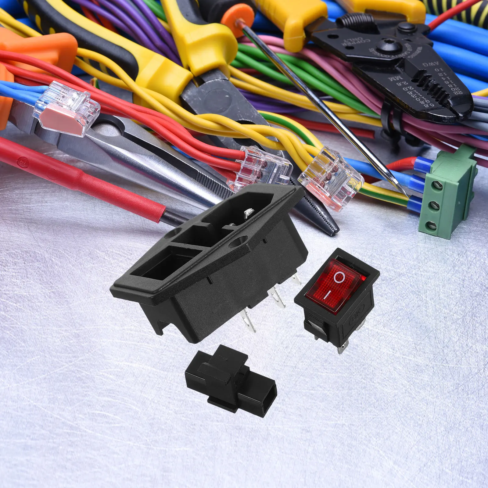 

2 set Power Sockets Red Light Indicator Built-In Fuse Safety Protection On Off Switch Socket For Household Equipment External