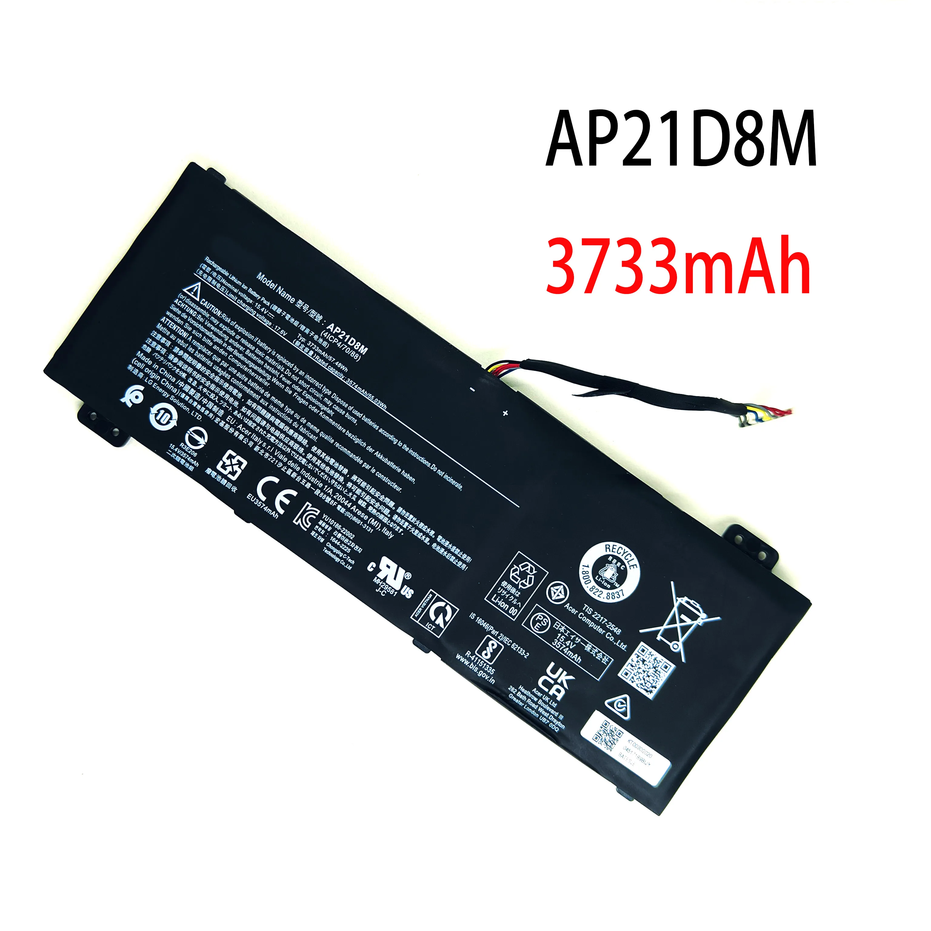 Marvenho New 57.48wh 15.4V 3733mah AP21D8M Laptop Battery For ACER Nitro 16 AN16 51 76BS Nitro 5 AN515 58 N22C1 series computer