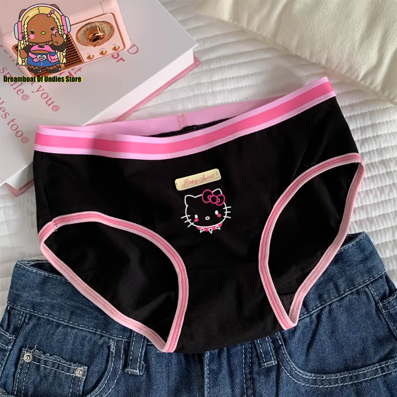 Hellokitty Women Panties Colorful Underwear Dopamine Series Cotton Large Size Antibacterial Crotch Cute Kawaii Soft Underpants