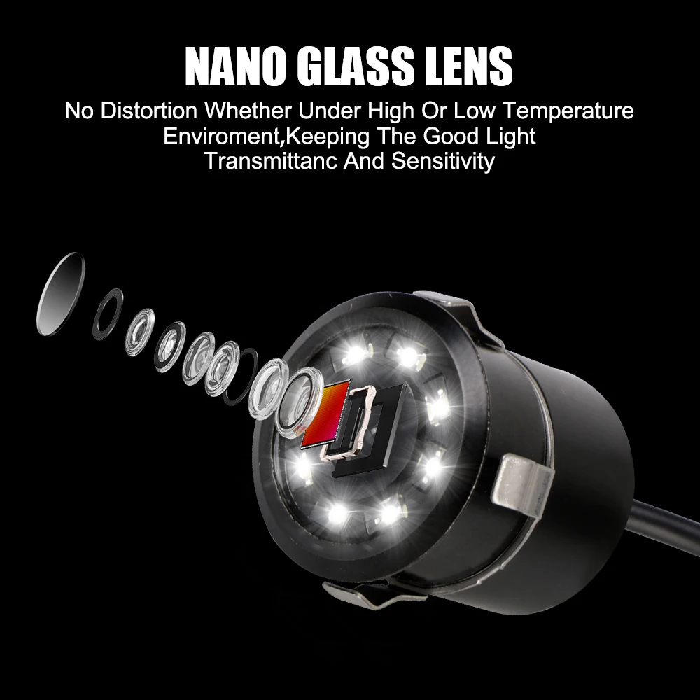 18.5 perforated HD night vision car camera with lights ccd 8LED night vision rear view car reversing camera