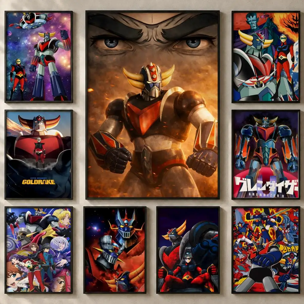 Anime U-UFO Robo GrendizerS Poster Art  Self-Adhesive No Glue Residue Wall Sticker for Home Office Nursery