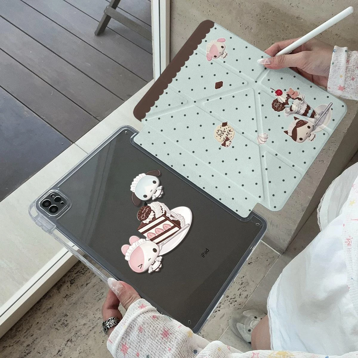 Cute Animal Polka Dot Tablet Case For iPad Pro 11 12.9 13 A16 M2 M4 M3 M5 Shell 9.7 10.2 5/6/7/8/9/10/11th Mini Air 3 4 5 Cover
