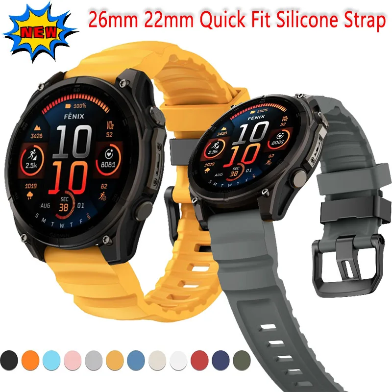 26 مللي متر 22 مللي متر سريعة تناسب سيليكون حزام ل Garmin Quatix 8/Tactix8/ Fenix 8 51 مللي متر 47 مللي متر/7X Pro/سوار Forerunner 970/965 اكسسوارات