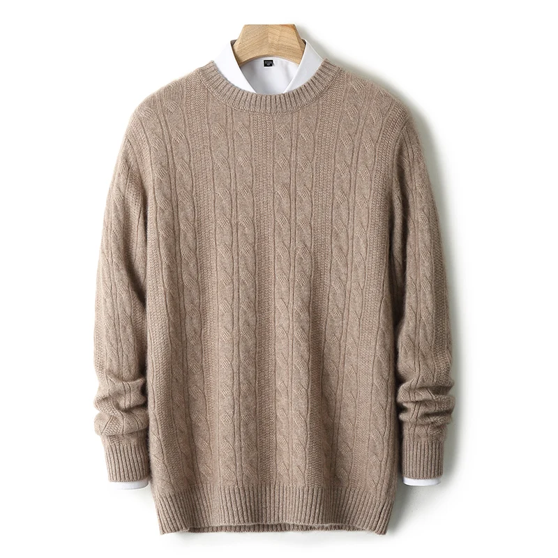 

Fashion 100% Merino Wool Solid Color O-Neck Sweater Men's Pullover Cashmere Basic Comfortable Warm Long Sleeves Clothing Top