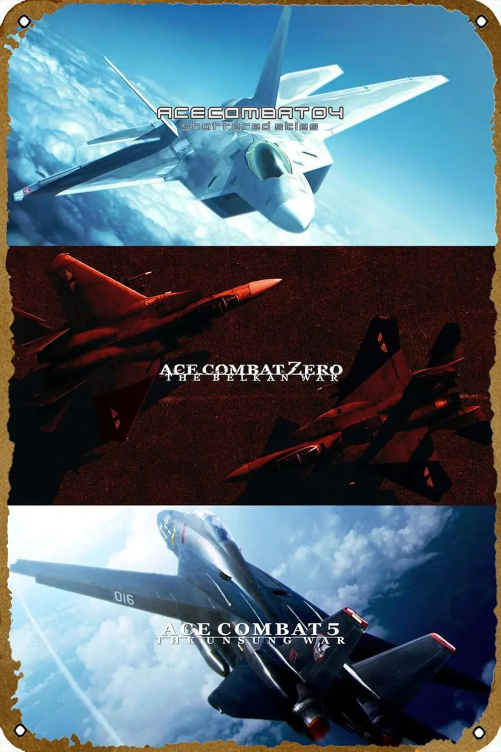 Ace Combat poster Retro tin Sign Wall Art Decor Metal Sign Decoration Sign 8x12 inch