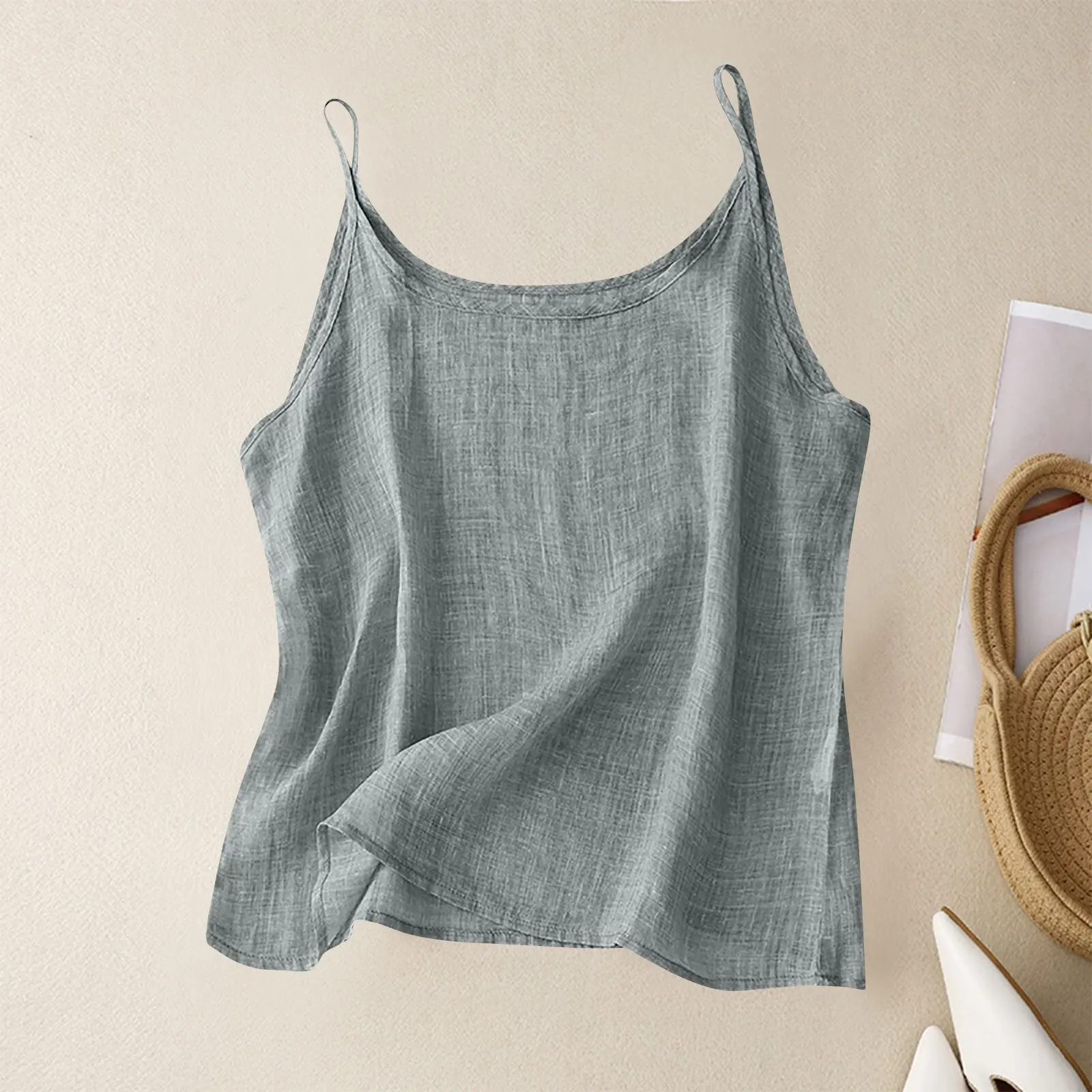 Women's Vintage Linen Camisole Summer Top